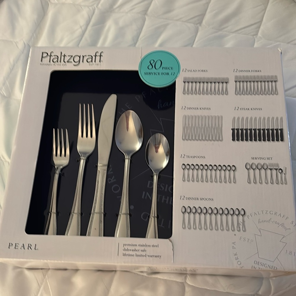80 piece stainless silverware set